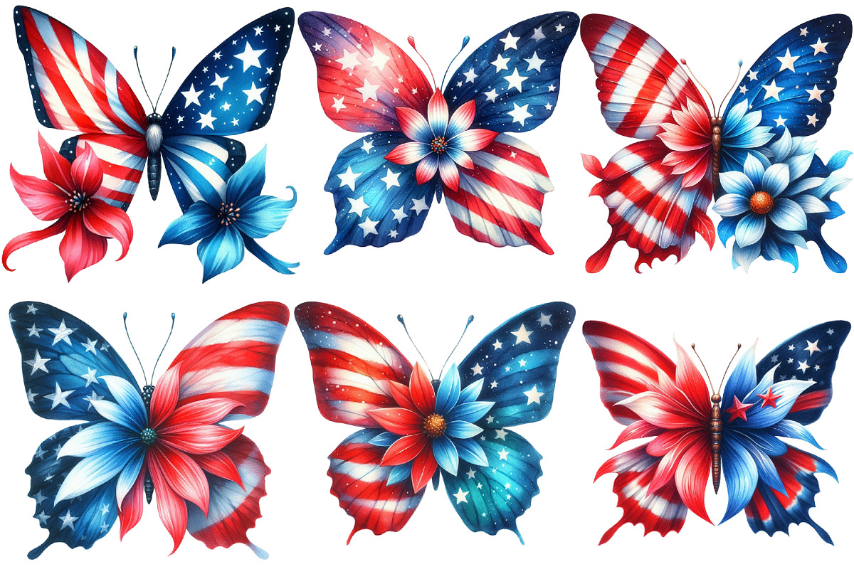 4th of July butterfly Clipart, an Illustration by Designworld (Photo 3 of 6)
