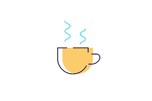 Coffee Cup Cartoon Flat Vector Logo