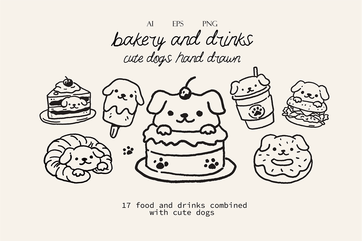Bakery and Drink - Cute Dogs, a Food Illustration by HunEyy (Photo 1 of 7)