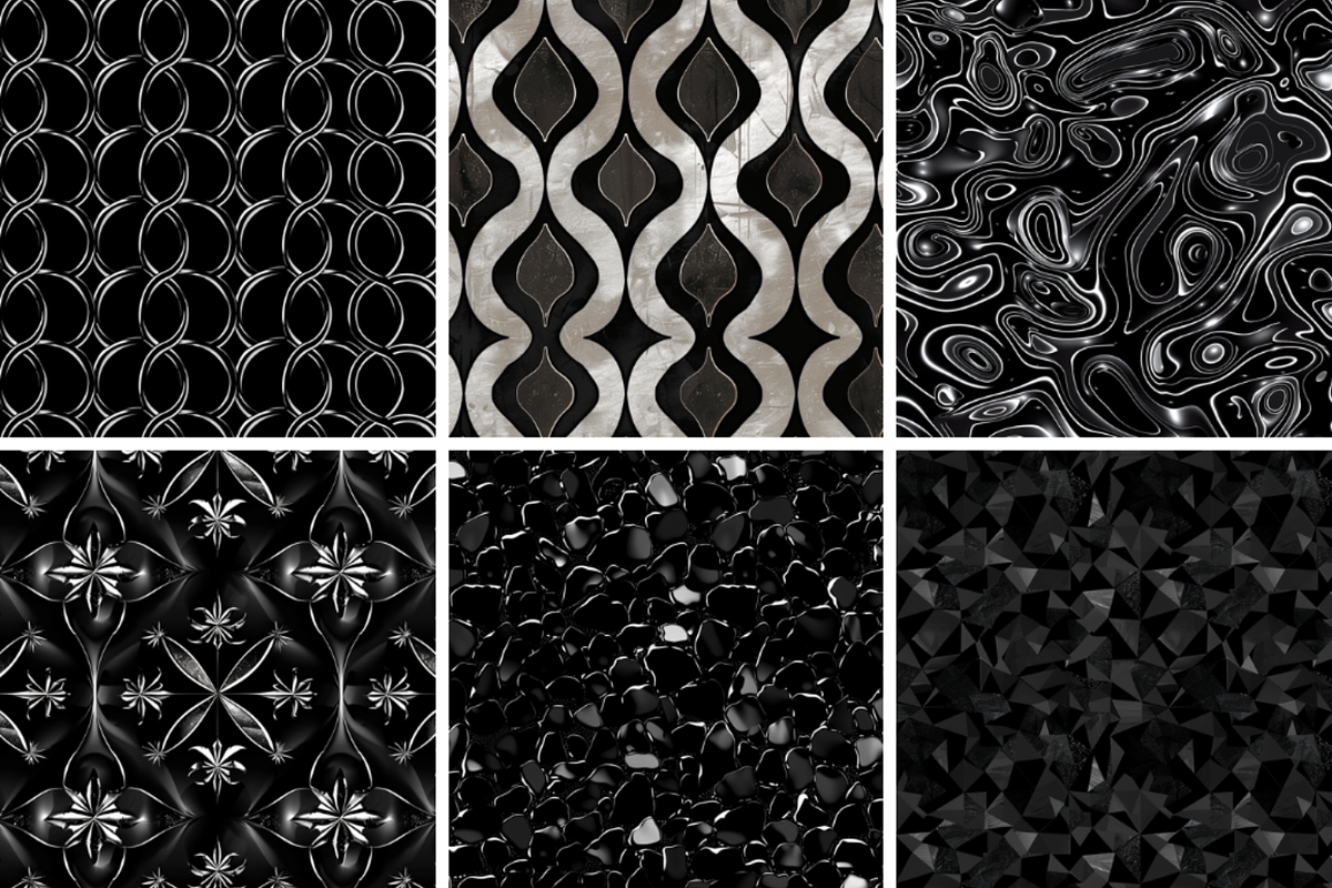 Black Shimmers Seamless Patterns, a Pattern Graphic by PrintablesByFranklyn (Photo 2 of 4)
