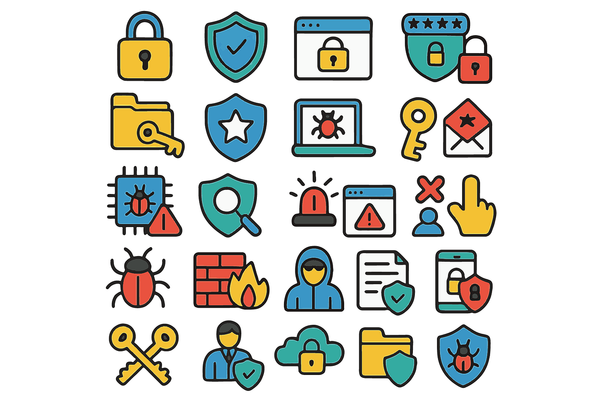 Cybersecurity and Safety Icons, an Object Graphic by nikagraphic