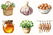 Farmers Market Watercolor Clipart, an Illustration by OK Design (Thumbnail 2 of 5)