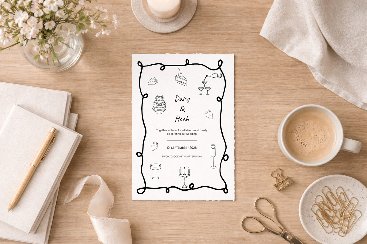 Whimsy Wedding Line Art Illustration, a Decorative Illustration by Yuliia Lashevska (Photo 7 of 10)