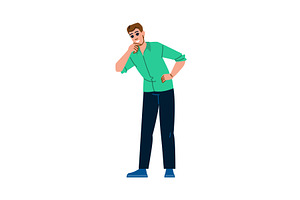 Curious man leaning forward and, a Person Illustration by pikepicture