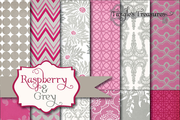 Raspberry & Grey Digital Paper preview 2