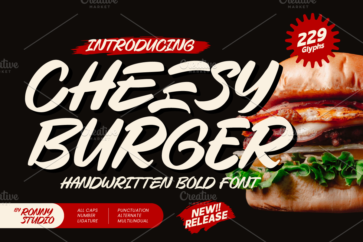 Cheesy Burger Handwritten Bold Font, a Handwritten Font by Ronny Studio (Photo 1 of 9)