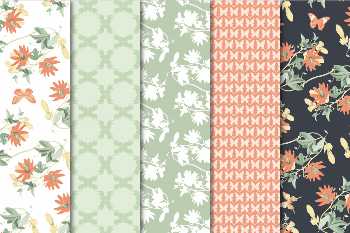 Digital Paper Passion Flower Set 02 preview 2