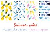 Watercolor summer patterns (4+bonus), a Pattern Graphic by Katerina Tova (Thumbnail 1 of 10)