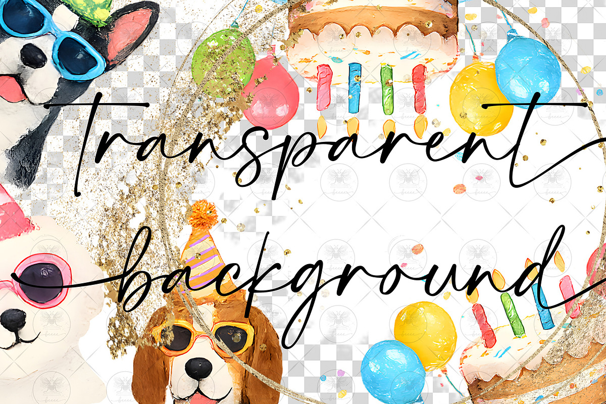 Dog Party Clipart Watercolor, an Animal Illustration by BigCakeBee (Photo 2 of 4)