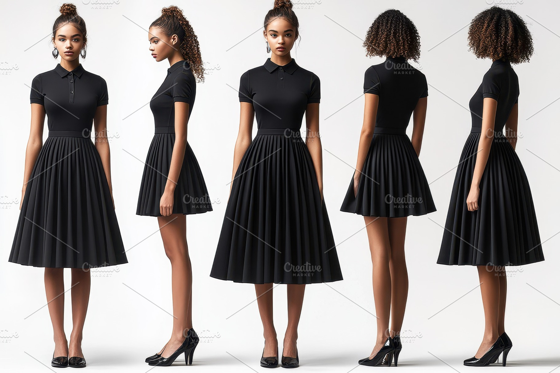 Elegant black dress modeled by a wom, a Photo by Tanuart