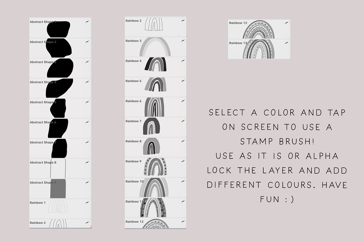 Abstract Shapes and Rainbow Stamps, a Brush Add-On by BohoCalligraphy (Photo 4 of 6)