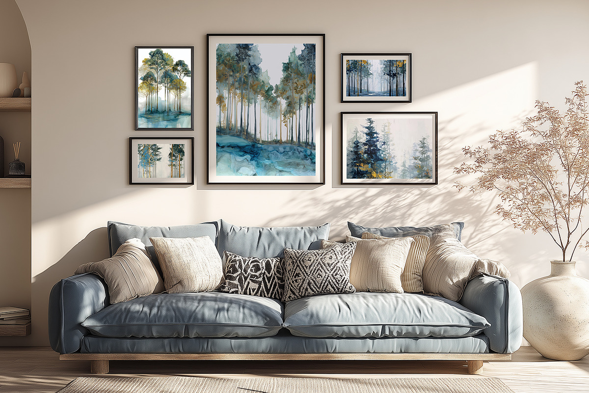 Blue Forest Landscape Art, a Decorative Illustration by Housui Patterns (Photo 11 of 12)