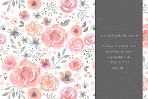 Watercolour Floral Seamless Pattern