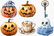 Watercolor Creepy and Cozy Halloween, an Illustration by Canvas Craft (Thumbnail 2 of 8)