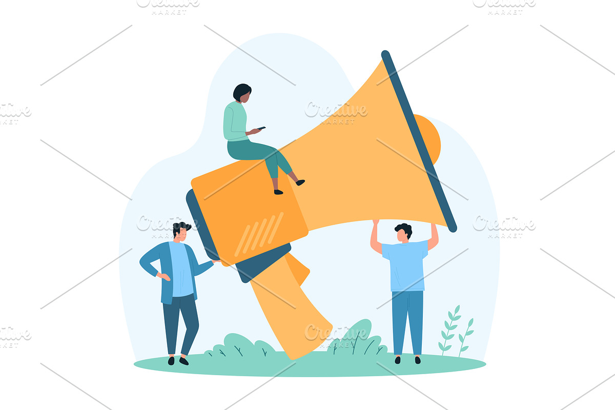 Public attention megaphone speech, a Person Illustration by Flashvector