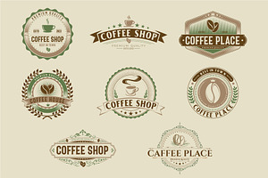 8 Vintage Coffee Logo Set