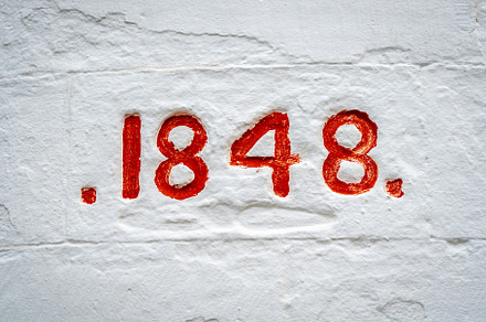 Engraved 1848 date on Cape Otway Lightstation wall in Australia