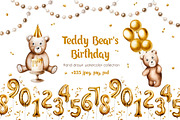 Teddy Bear's birthday watercolor art, an Animal Illustration by Navenzeles (Thumbnail 1 of 11)
