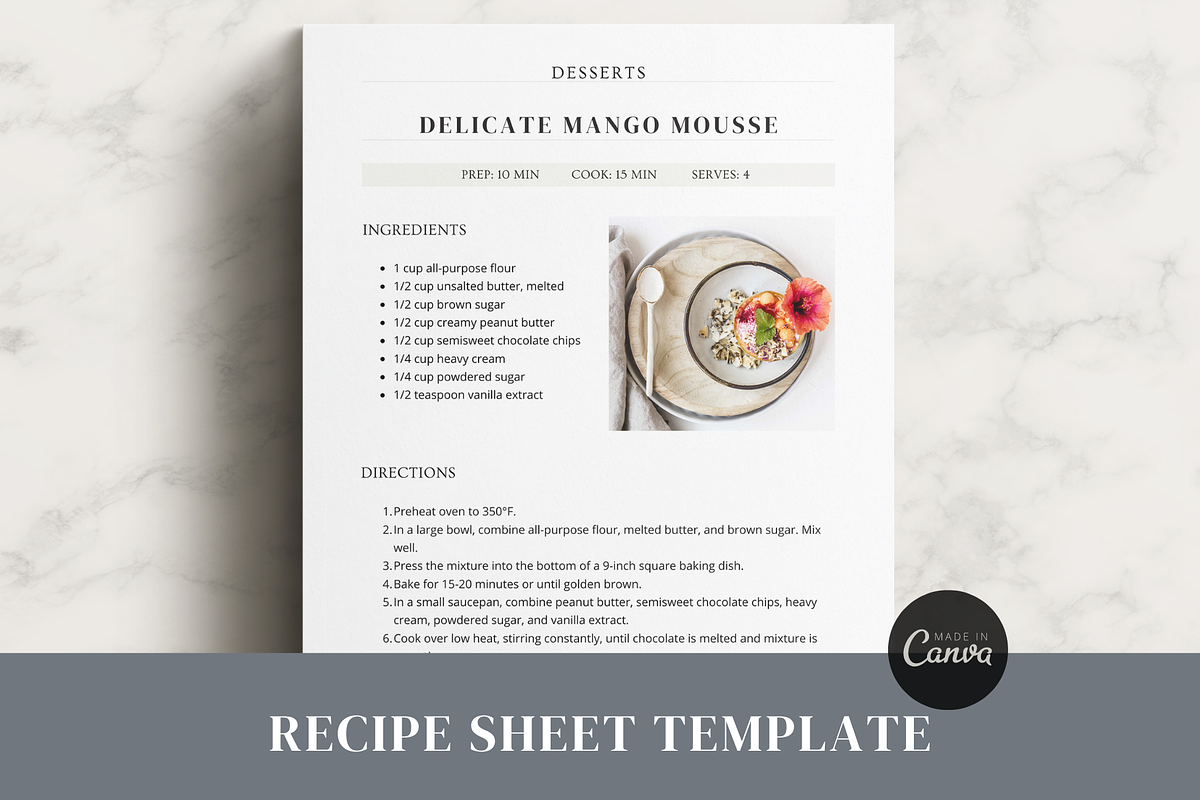 Modern Recipe Template Canva, a Card Template by OrganizationOasisRo (Photo 1 of 10)