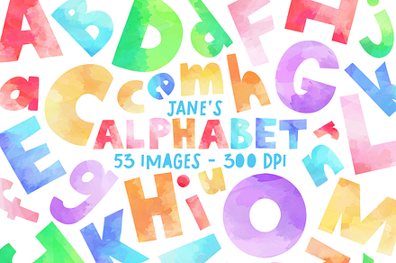 Watercolor Alphabet Clipart