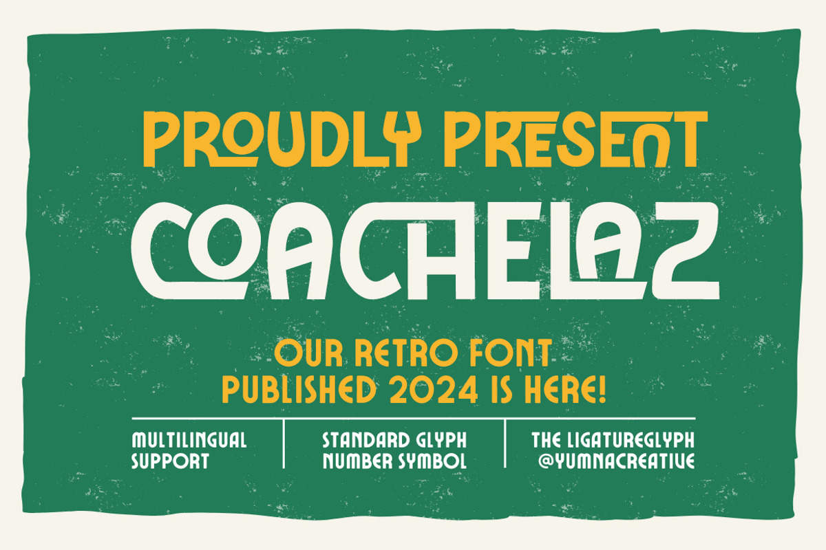 Coachelaz - Retro Font, a Sans Serif Font by Dhabee (Photo 1 of 12)