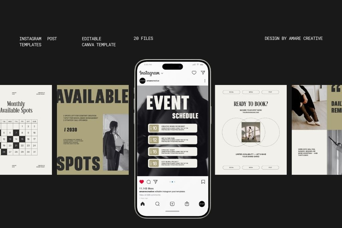 20 Instagram Canva Template Bundle, a Social Media Template by Amaré Creative (Photo 3 of 9)