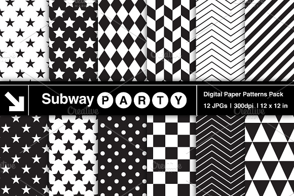 Black & White Geometric Papers preview 2
