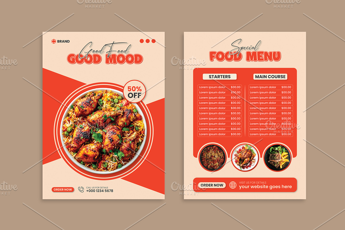 Restaurant Food Menu | Flyer Design, a Brochure Template by vectorlnk (Photo 2 of 5)