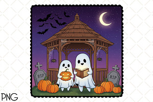Halloween Ghouls Hand-Drawn Frame, an Illustration by Black Bird Studio
