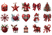 Red Buffalo Plaid Christmas Clipart, an Illustration by Designking (Thumbnail 2 of 5)