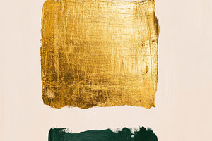 Elegant Pink, Gold, and Green Paint Brush Strokes on Beige, an Abstract Photo by Natalia Klenova's Shop