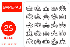 Joystick Icons Line Illustration, an Outline Icon by Designfour
