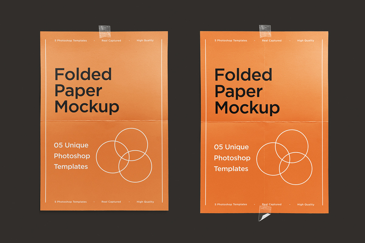5 Folded Paper Poster Mockups, an Advertising Mockup by DreamVisuals (Photo 3 of 3)