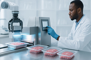 Robotic food packaging process with, a Photo by Dvoevnore photos
