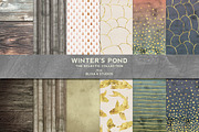 Winter's Pond Watercolor & Gold, a Pattern Graphic by Blixa 6 Studios (Thumbnail 1 of 6)