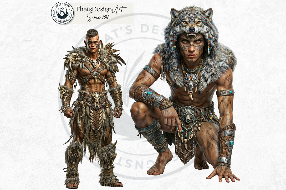 Primal Fantasy Tribal Characters PNG, a Person Illustration by ThatsDesignArt (Photo 5 of 13)
