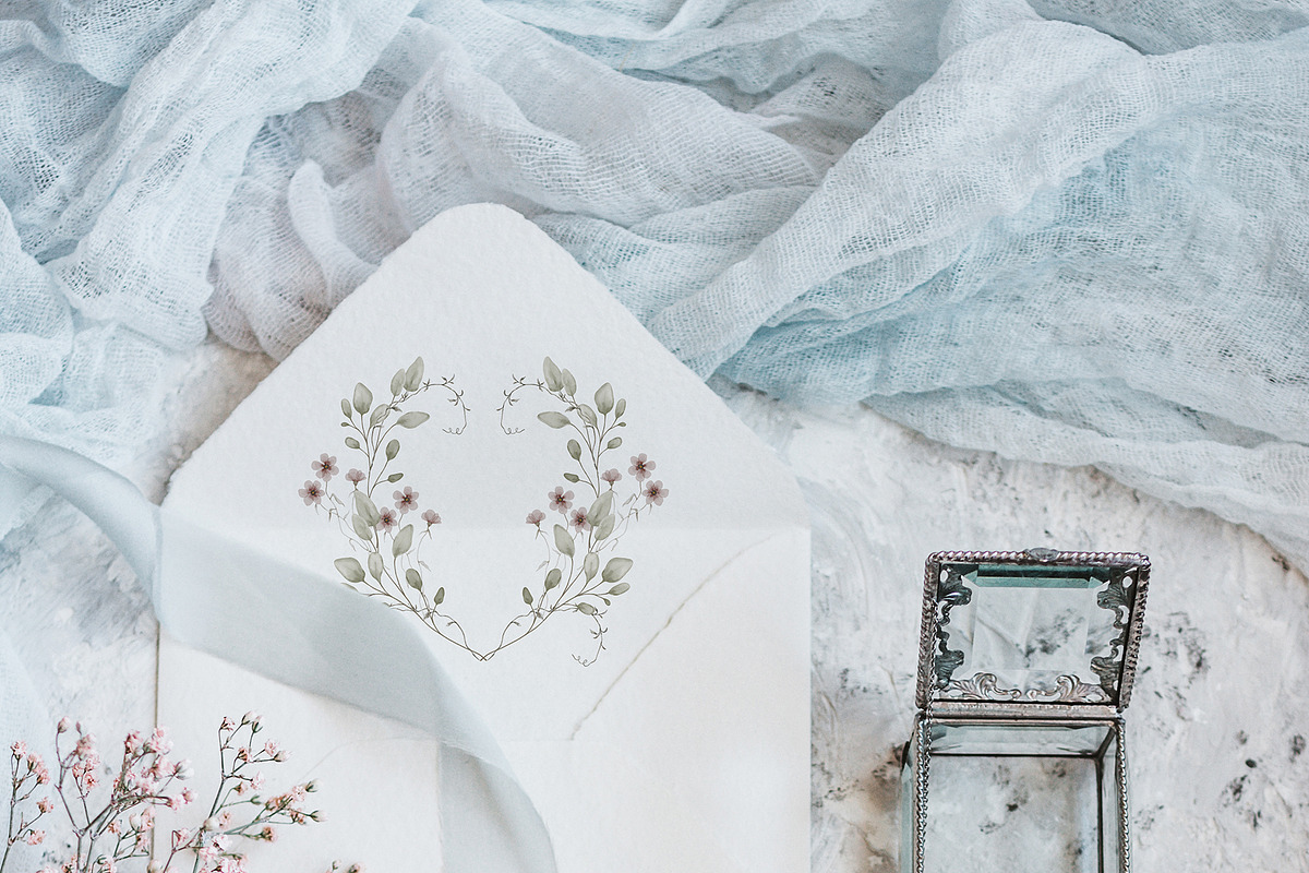 Dusty delicate floral clipart, a Decorative Illustration by long summer (Photo 7 of 12)