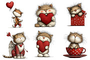 Quirky valentines cats clipart, an Illustration by CreationArt (Thumbnail 6 of 6)
