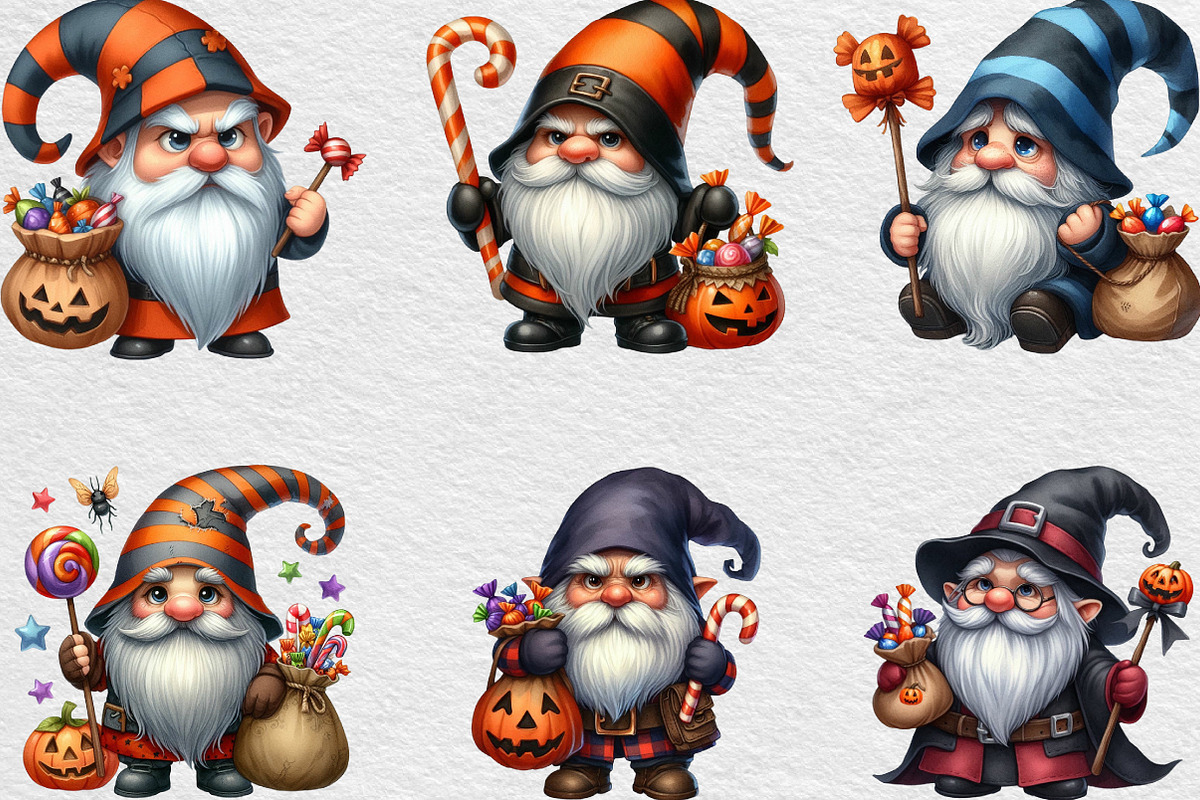 Halloween Gnome Clipart,Png Candy, an Illustration by Black Bird Studio (Photo 5 of 6)