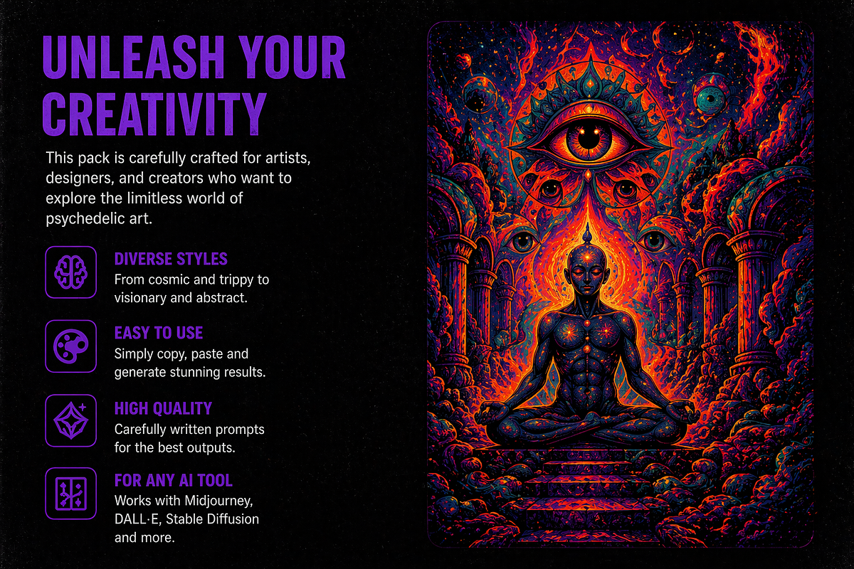 Psychedelic Dreams Prompt Pack, a Background Graphic by BeNone Designs (Photo 2 of 4)