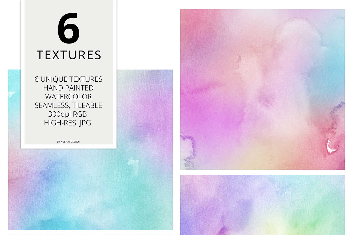 6 Huge Pastel Rainbow Watercolors, a Texture Graphic by AdenaJ (Photo 2 of 17)