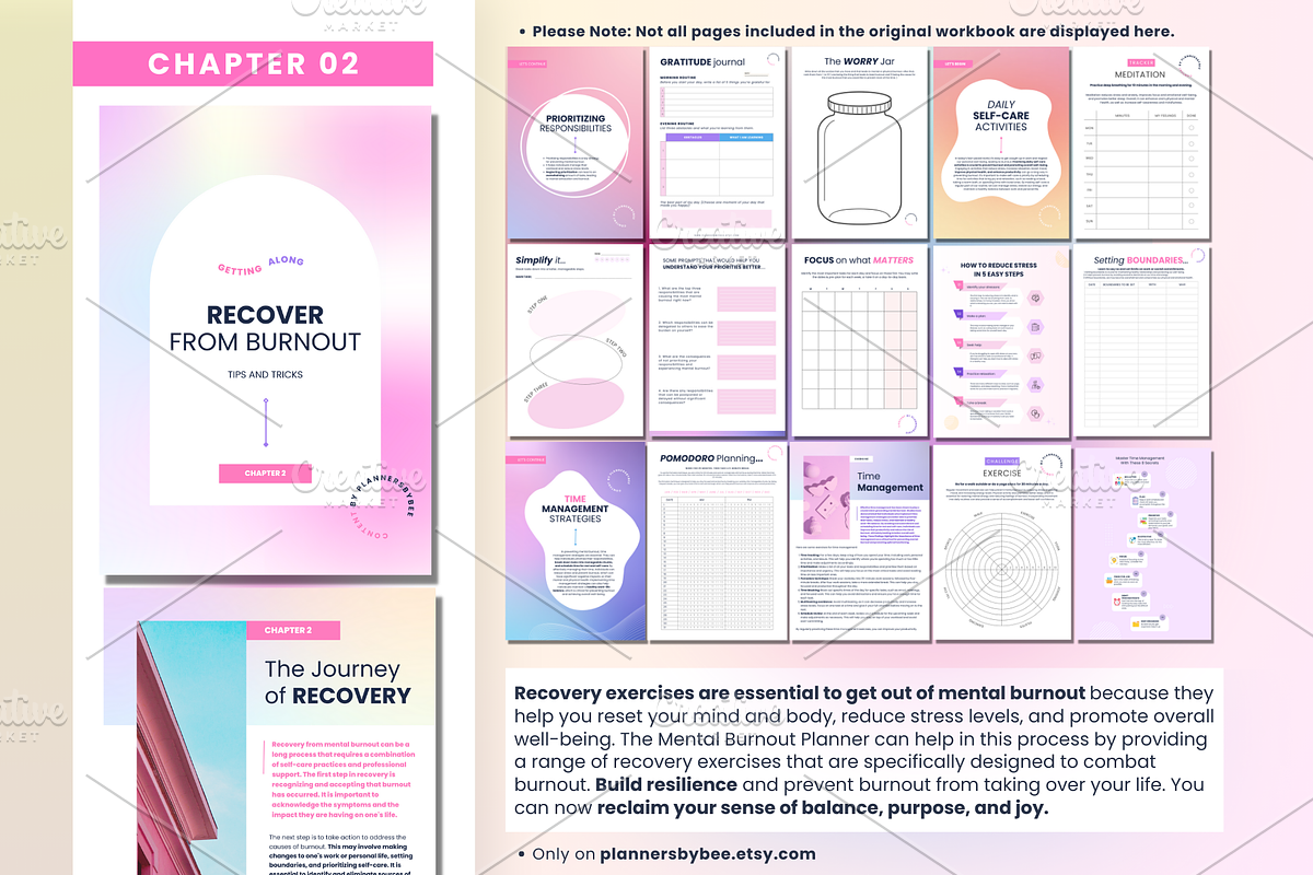 Stress Relief Burnout Workbook, a Print Template by PlannersByBee (Photo 3 of 5)