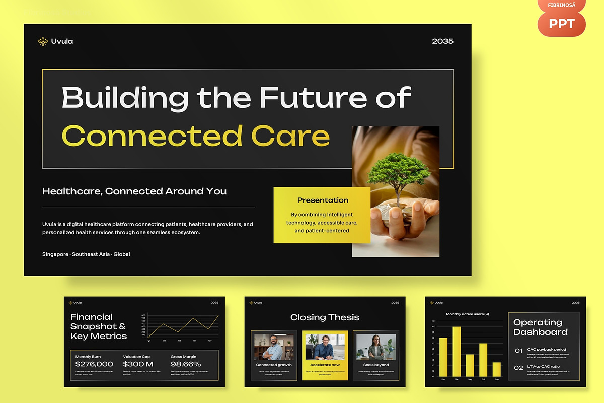 Healthcare Tech & Startup Pitch Deck, a Presentation Template by FIBRINOSÄ (Photo 2 of 7)