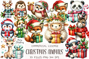 Christmas Animals Watercolor Clipart, an Illustration by OK Design (Thumbnail 1 of 5)