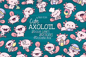 Axolotl Pet Animal Clipart Set, an Animal Illustration by Palau