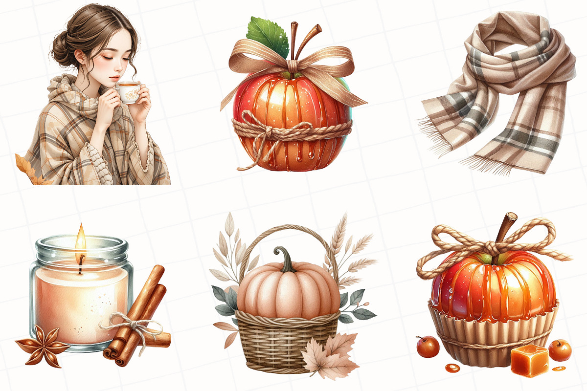 Watercolor Neutral Autumn Clipart, an Illustration by OK Design (Photo 3 of 5)