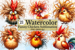 Watercolor Funny Chicken Clipart, a Seasonal Illustration by Rose Art