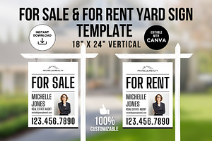 Real Estate for Sale Yard Signs, a Marketing Template by CreativeVinesStore