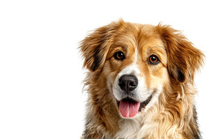 Cheerful fluffy dog with golden brown fur and open mouth looking, an Animal Photo by José Manuel Gelpi