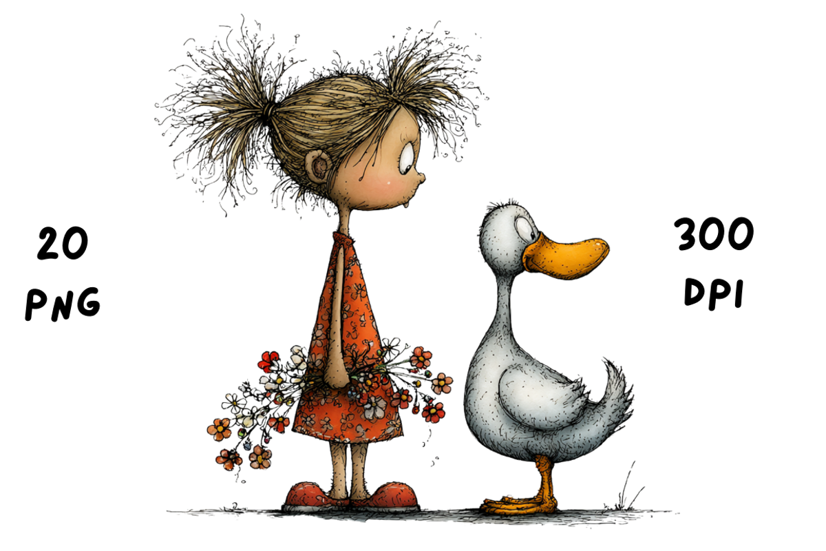 Whimsical Floral Girl and Duck, an Animal Illustration by GiraffeCreative (Photo 14 of 20)